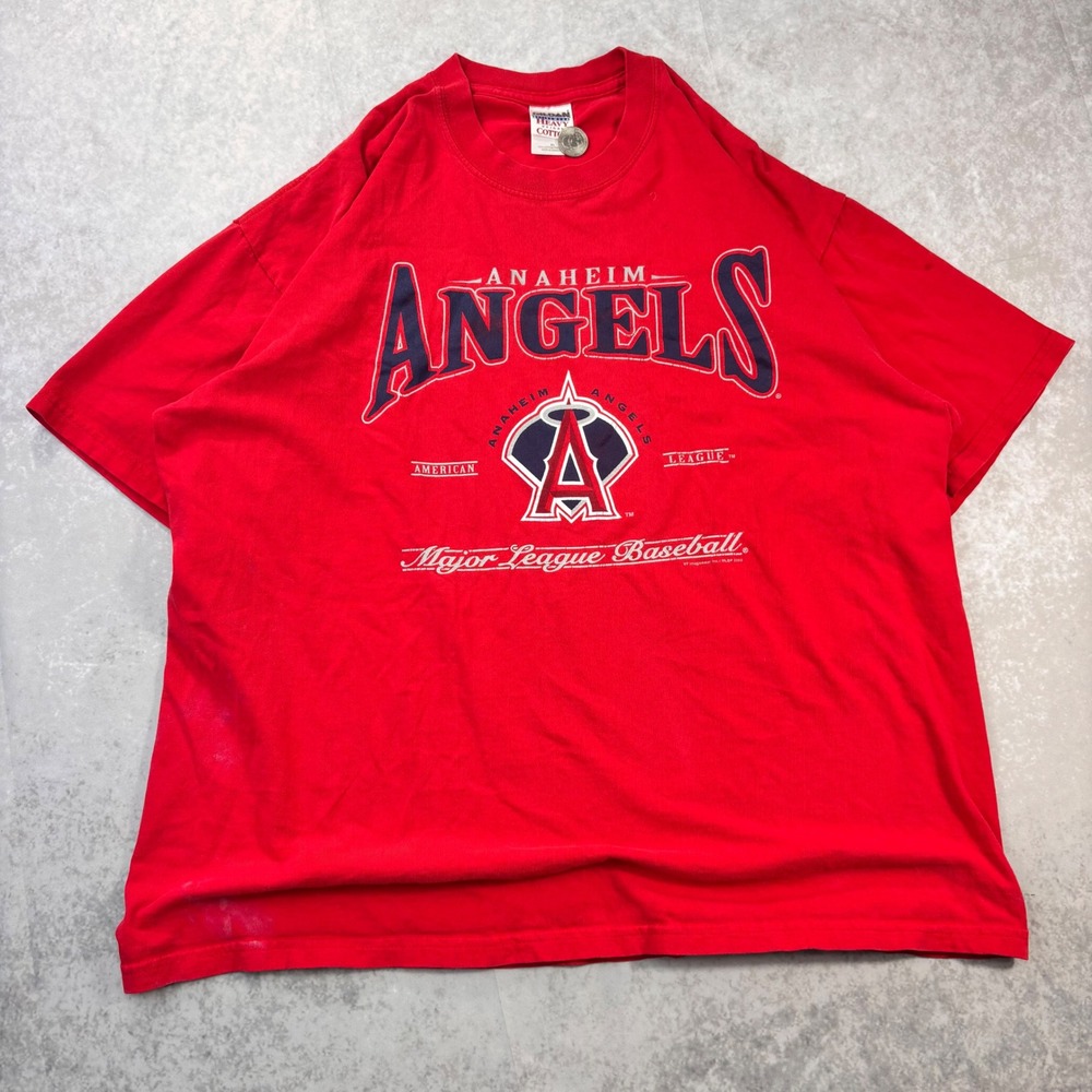 Vintage 2003 Anaheim Angels MLB Baseball T-Shirt Red Size XL